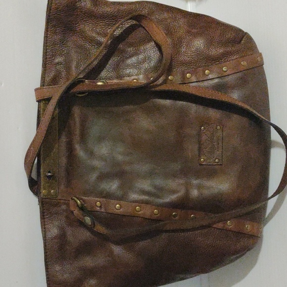 Patricia Nash Benvenuto Chocolate Brown Leather Convertible Tote Stud Purse Xl - Picture 7 of 14